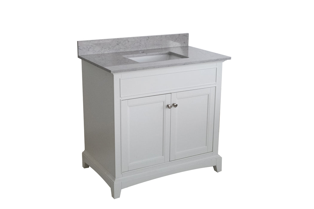 Montary 31" Bathroom Stone Vanity Top Calacatta Gray Engineered Marble Color With Undermount Ceramic Sink And 3 Faucet Hole With Backsplash