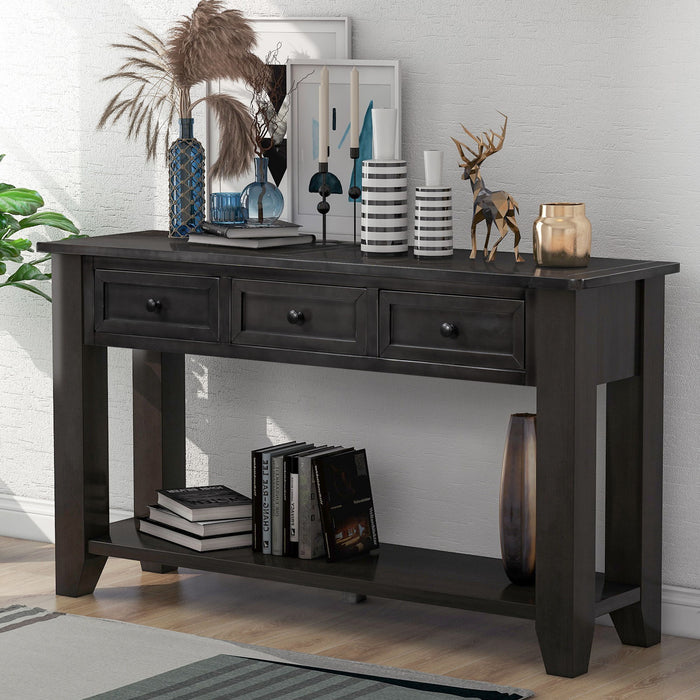 U_Style Modern Console Table Sofa Table For Living Room With 3 Drawers And 1 Shelf - Black