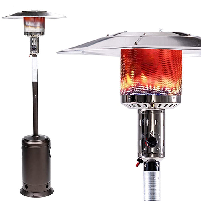 Outdoor Patio Propane Heater With Portable Wheels 47, 000 Btu 88 Inch Standing Gas Outside Heater Stainless Steel Burner Commercial & Residential Hammered Black For Party Restaurant Garden Yard Smocha