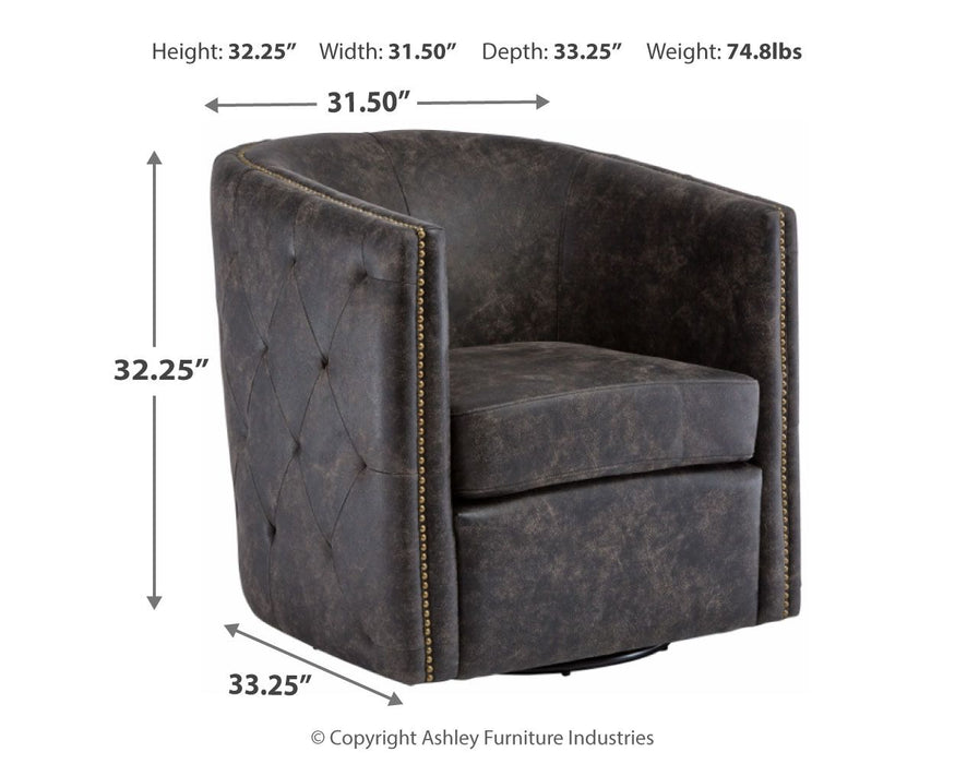 Brentlow - Distressed Black - Swivel Chair Unique Piece Furniture