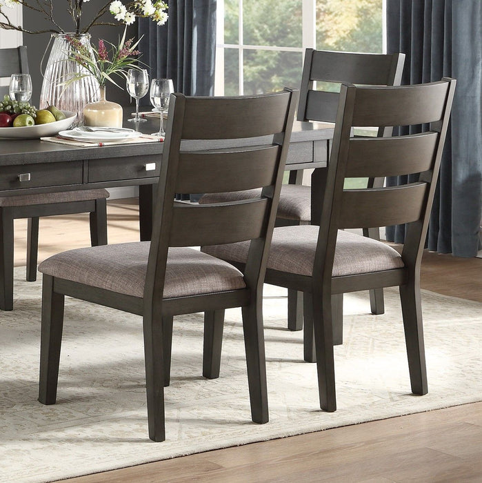 Gray Finish 7 Pieces Dining Set Table With 6 Drawers And 6 Side Chairs Upholstered Seat Transitional Dining Room Furniture