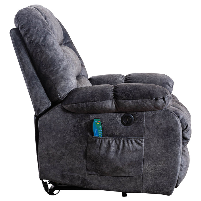 Electric Lift Recliner With Heat Therapy And Massage, Suitable For The Elderly, Heavy Recliner, With Modern Padded Arms And Back, Gray