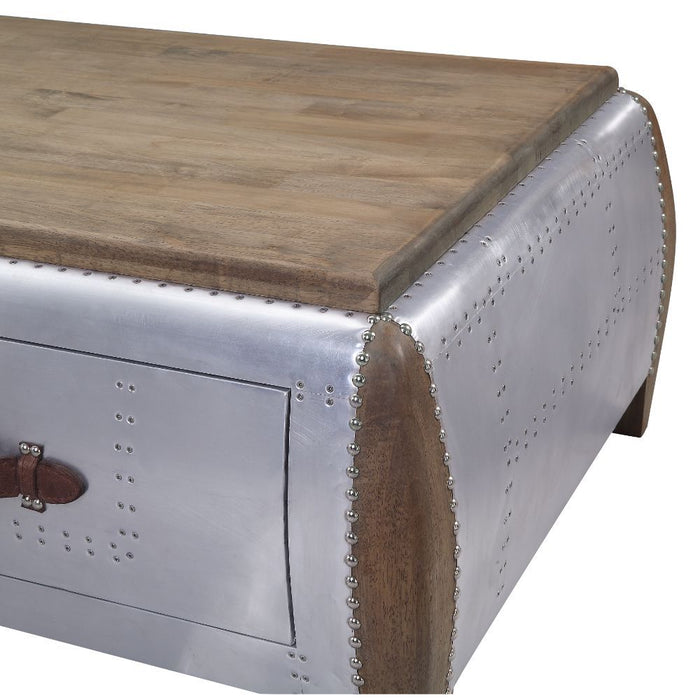 Brancaster - Coffee Table - Antique Oak & Aluminum Unique Piece Furniture