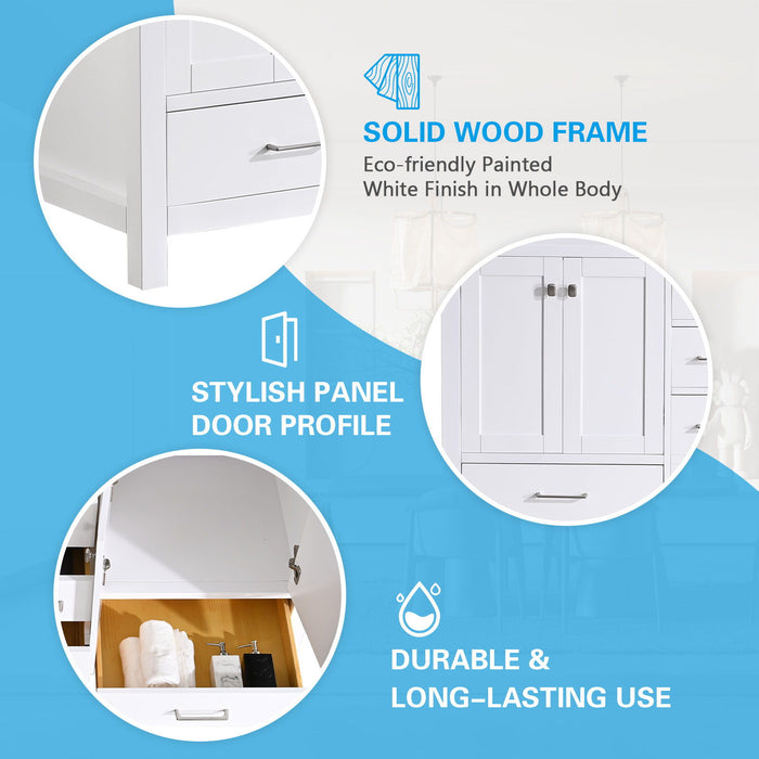 60 In Bathroom Vanity Without Top And Sink, 60" Modern Freestanding Bathroom Storage Only, Bathroom Cabinet With Soft Close Doors And Drawers In White