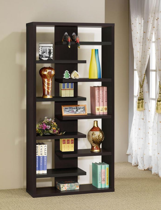 Altmark - Bookcase With Staggered Floating Shelves - Cappuccino Unique Piece Furniture