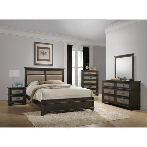 Anatole - Eastern King Bed - Copper PU & Dark Walnut Unique Piece Furniture