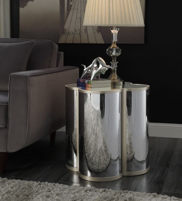 Clover - End Table - Silver & Champagne Finish Unique Piece Furniture