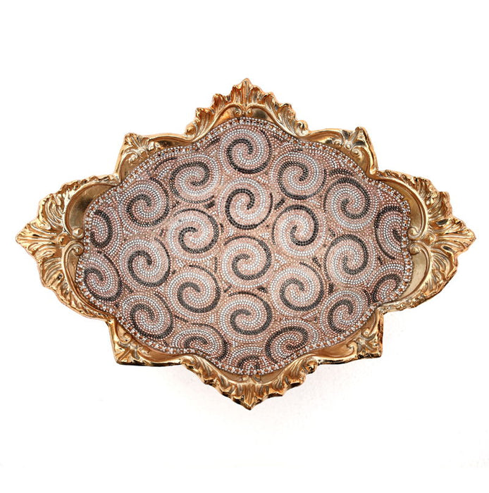 Ambrose Chrome Plated Crystal Embellished Ceramic Bowl - Gold