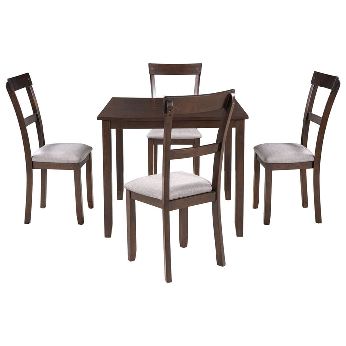 Trexm 5 Piece Dining Table Set Industrial Wooden Kitchen Table And 4 Chairs For Dining Room - Espresso