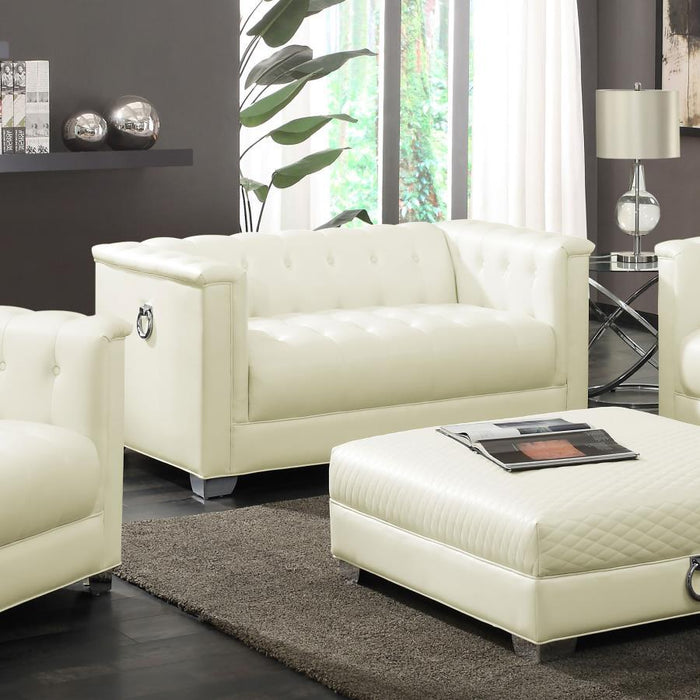 Chaviano - Tufted Upholstered Loveseat - Pearl White Unique Piece Furniture
