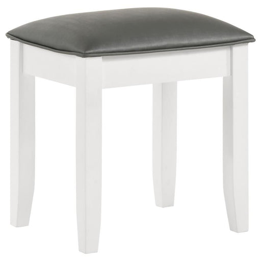 Barzini - Upholstered Vanity Stool - Metallic And White Unique Piece Furniture