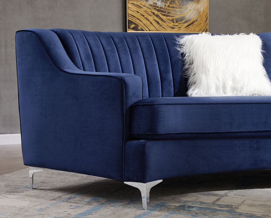 Navy Blue Velvet Curved Sofa