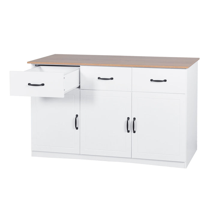 White Buffet Cabinet With Storage, Kitchen Sideboard With 3 Doors And 3 Drawers, Coffee Bar Cabinet, Storage Cabinet Console Table For Living Room