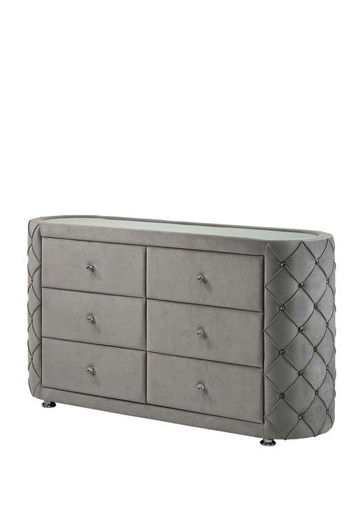 Perine - Dresser - Gray Velvet Unique Piece Furniture