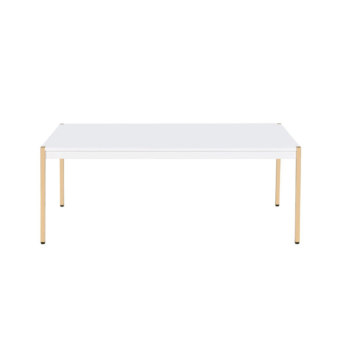 Otrac - Coffee Table - White & Gold Finish Unique Piece Furniture