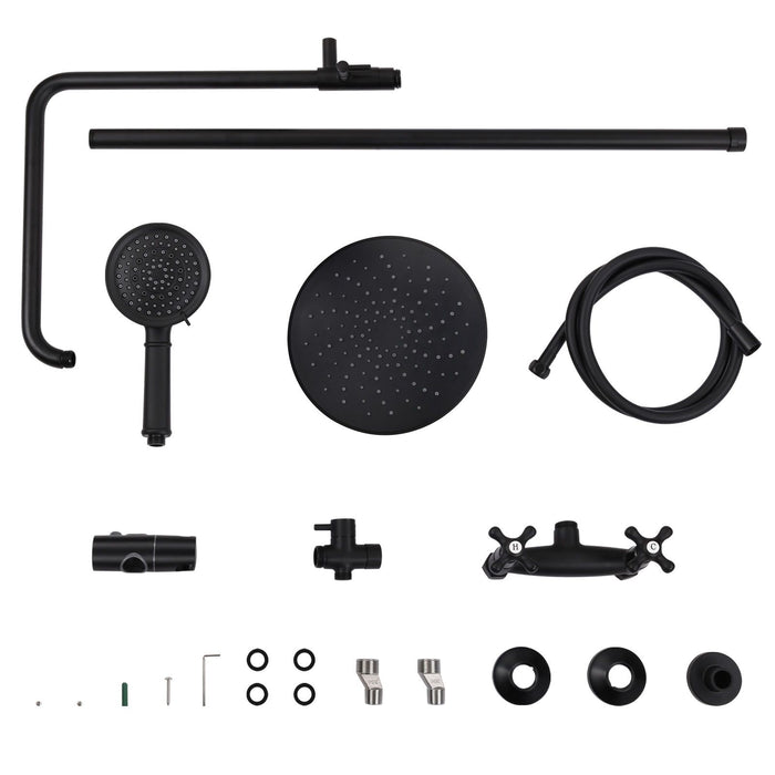 Shower System, Wall Mounted Adjustable Shower Faucet With Five Function Handheld Spray, 2 Handle Oil Rubbed Bronze Shower Set With 360°Rotation 8" Rainfall Shower Head