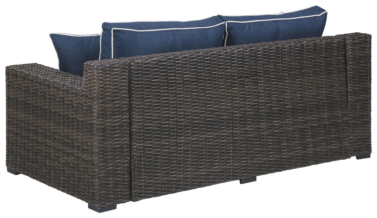 Grasson - Brown / Blue - Loveseat W/Cushion Unique Piece Furniture