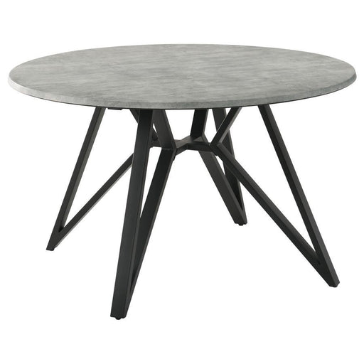 Neil - Round Wood Top Dining Table - Concrete And Black Unique Piece Furniture