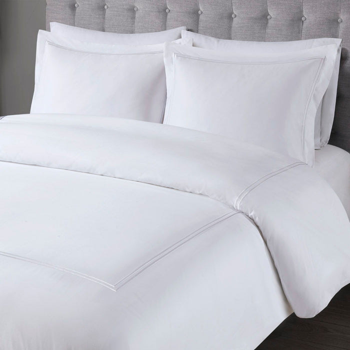 100% Cotton Sateen Embroidered Comforter Set, White