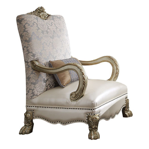Dresden II - Accent Chair - Pearl PU/Fabric & Gold Patina Unique Piece Furniture