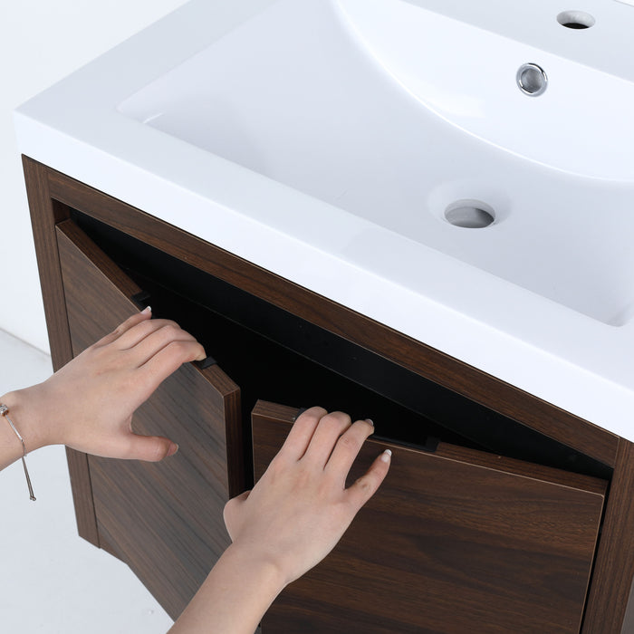 Bathroom Cabinet With Sink, Soft Close Doors - California Walnut