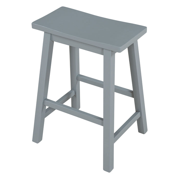 Topmax Farmhouse Rustic 2 Piece Counter Height Wood Kitchen Dining Stools For Small Places, Gray