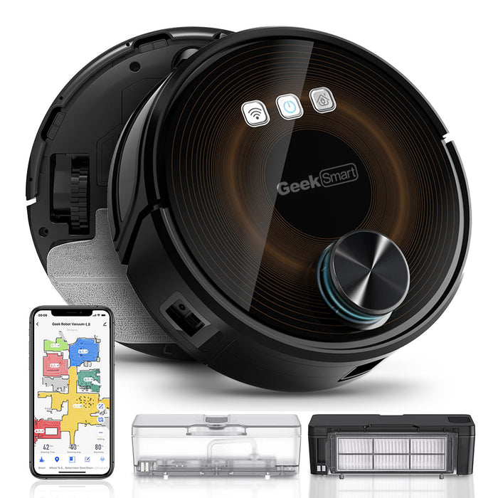 Geek Smart L8 Robot Vacuum Cleaner And Mop, LDS Navigation, Wi - Fi Connected App, Selective Room Cleaning, Max 2700 Pa Suction, Ideal For Pets And Larger Home ()