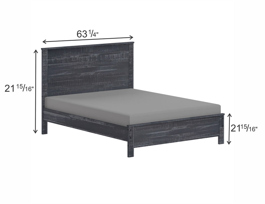 Yes4Wood Albany Solid Wood Grey Bed, Modern Rustic Wooden Queen Size Bed Frame Box Spring Needed