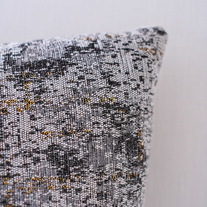 Decorative Light Gray And Gold Chenille Throw Pillow