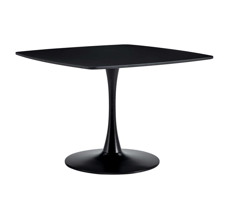42.1" Black Table Mid-Century Dining Table For 4 - 6 People With Round MDF Table Top, Pedestal Dining Table, End Table Leisure Coffee Table