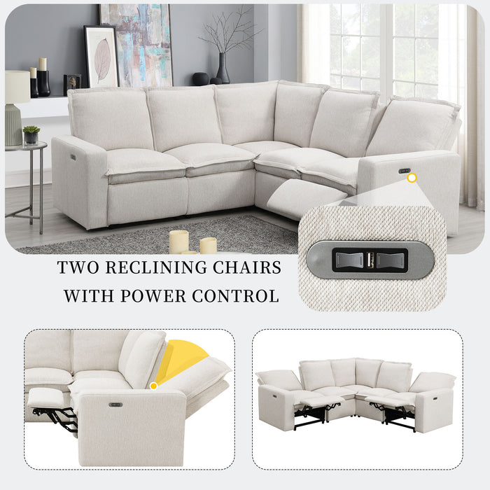 Power Recliner Chair Home Theater Seating Soft Chair With Usb Port For Living Room, Bedroom, Theater Room, Beige