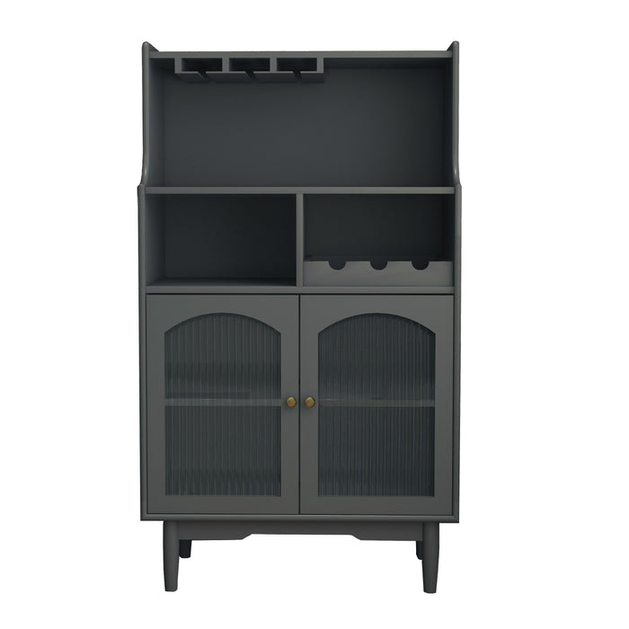 Wine Cabinet With Removable Wine Rack And Wine Glass Rack - Grey