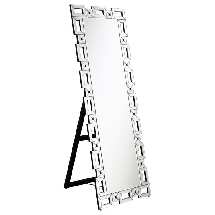 Tavin - Geometric Frame Cheval Mirror Unique Piece Furniture