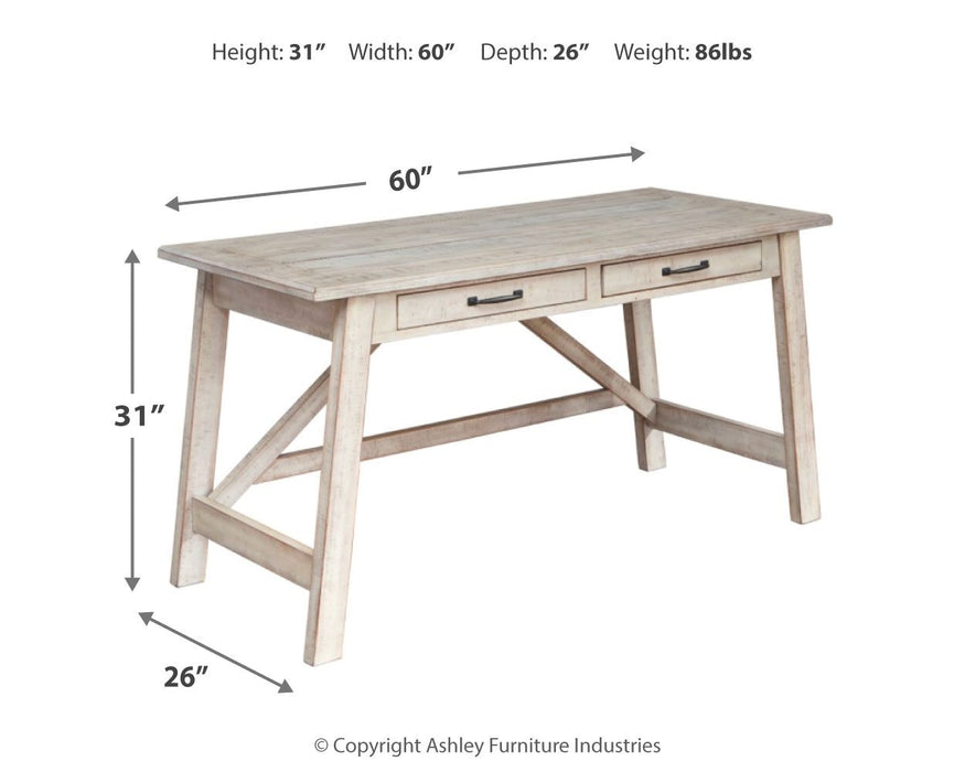 Carynhurst - Whitewash - Home Office Large Leg Desk Unique Piece Furniture