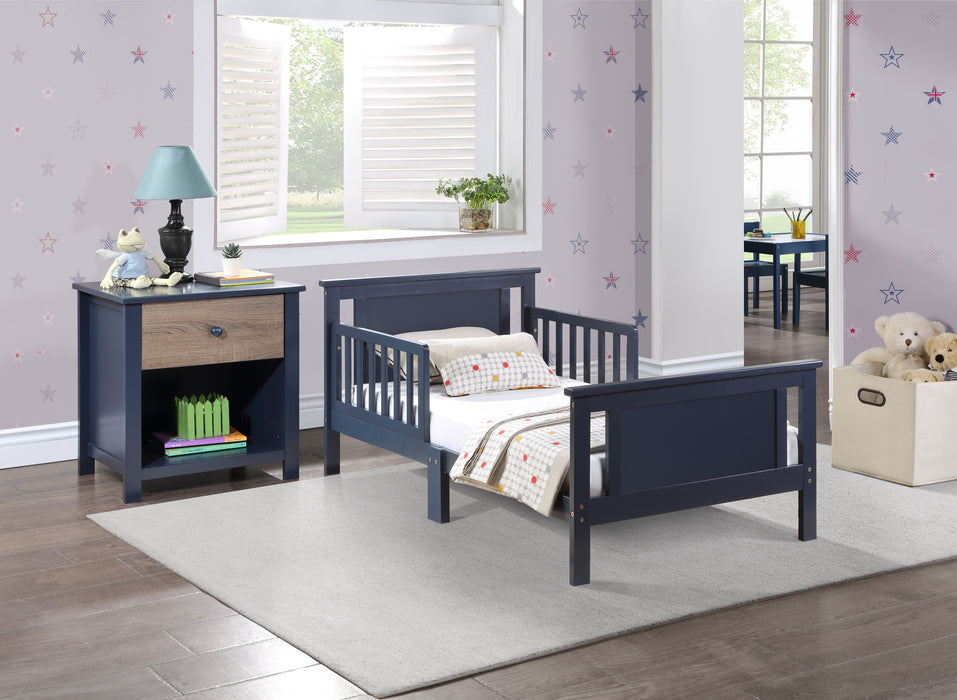 Connelly Reversible Panel Toddler Bed Midnight Blue / Vintage Walnut