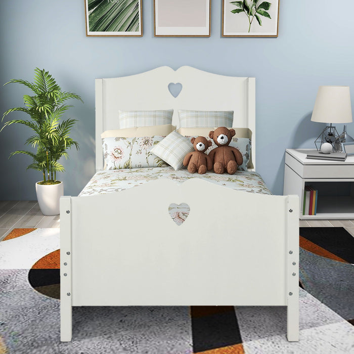 Bed Frame Twin Platform Bed With Wood Slat Support And Headboard And Footboard (White)