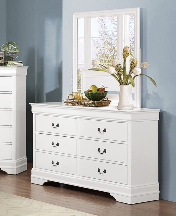 Traditional White Dresser Louis Phillippe Style Antique Drop Handles Classic Bedroom Furniture