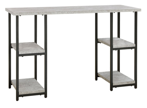 Lazabon - Gray / Black - Home Office Desk - Double-Shelf Pedestal Unique Piece Furniture