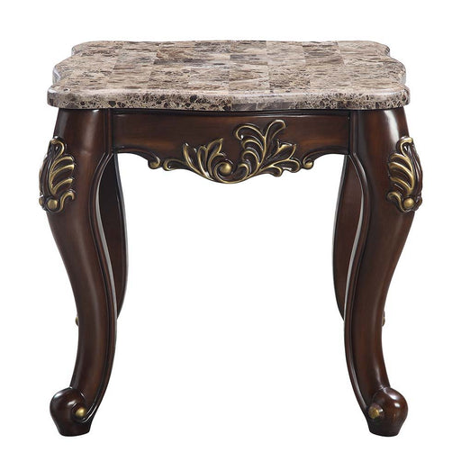 Ragnar - End Table - Marble Top & Cherry Finish Unique Piece Furniture
