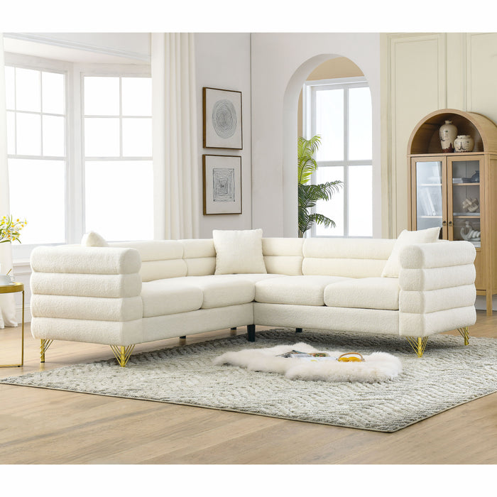 Oversized Corner Sofa Covers, L-Shaped Sectional Couch, 5-Seater Corner Sofas With 3 Cushions For Living Room, Bedroom, Apartment, Office - White