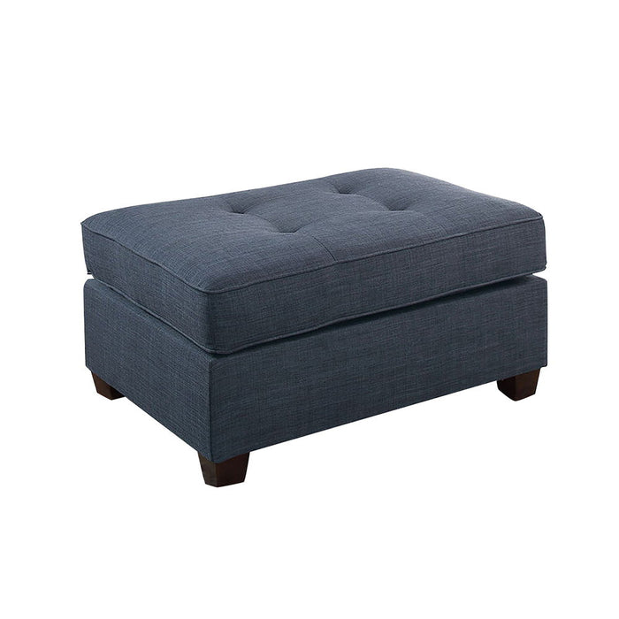 Fabric Cocktail Ottoman With Button Tufted Seat In Dark Blue