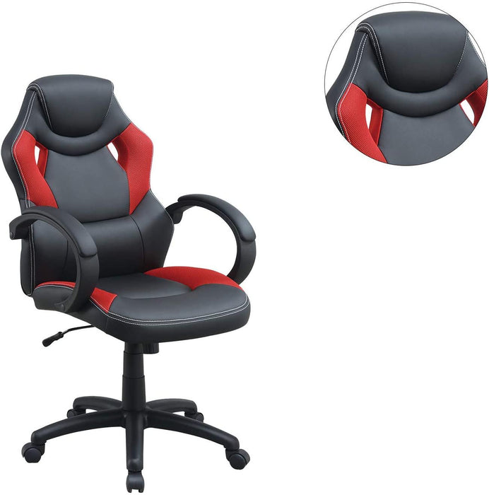 Office Chair Upholstered 1 Piece Cushioned Comfort Chair Relax Gaming Office Work Black And Red Color