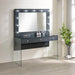 Afshan - 3-Drawer Vanity Desk With Lighting Mirror - Gray High Gloss Unique Piece Furniture