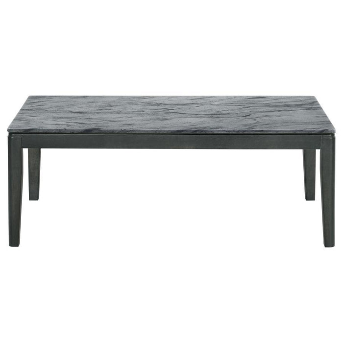 Mozzi - Rectangular Coffee Table Faux Marble - Gray And Black Unique Piece Furniture