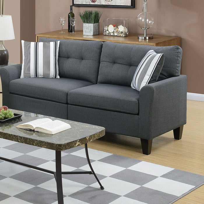 Living Room Furniture 2 Pieces Sofa Set Sofa And Loveseat Charcoal Glossy Polyfiber Plywood Solid Pine