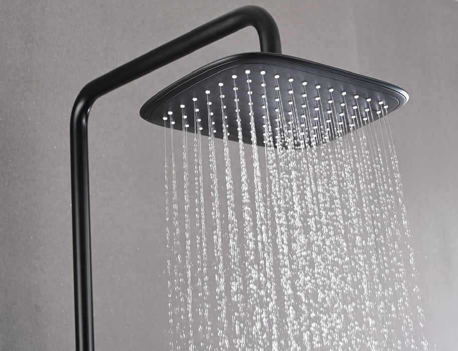 2 Function Thermostatic Rainfall Shower With Shower Head And Handheld Shower Faucet In Matte Black