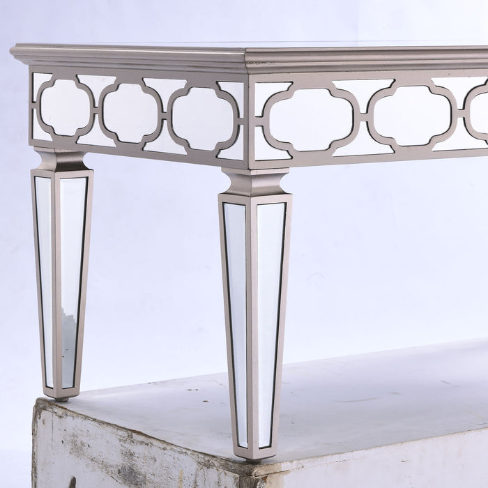 Elegant Shiny Silver Mirror Coffee Table, Cocktail Table