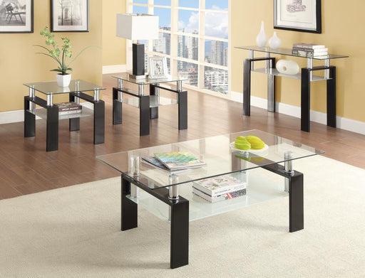 Dyer - Tempered Glass End Table With Shelf - Black Unique Piece Furniture