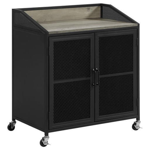 Arlette - Wine Cabinet With Wire Mesh Doors - Gray Wash And Sandy Black Unique Piece Furniture