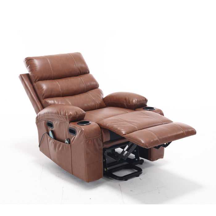 \Seat Width, Large Size Electric Power Lift Recliner Chair Sofa For Elderly, 8 Point Vibration Massage And Lumber Heat, Remote Control, Side Pockets And Cup Holders, Cozy Fabric, Overstuffed Arm Pvc